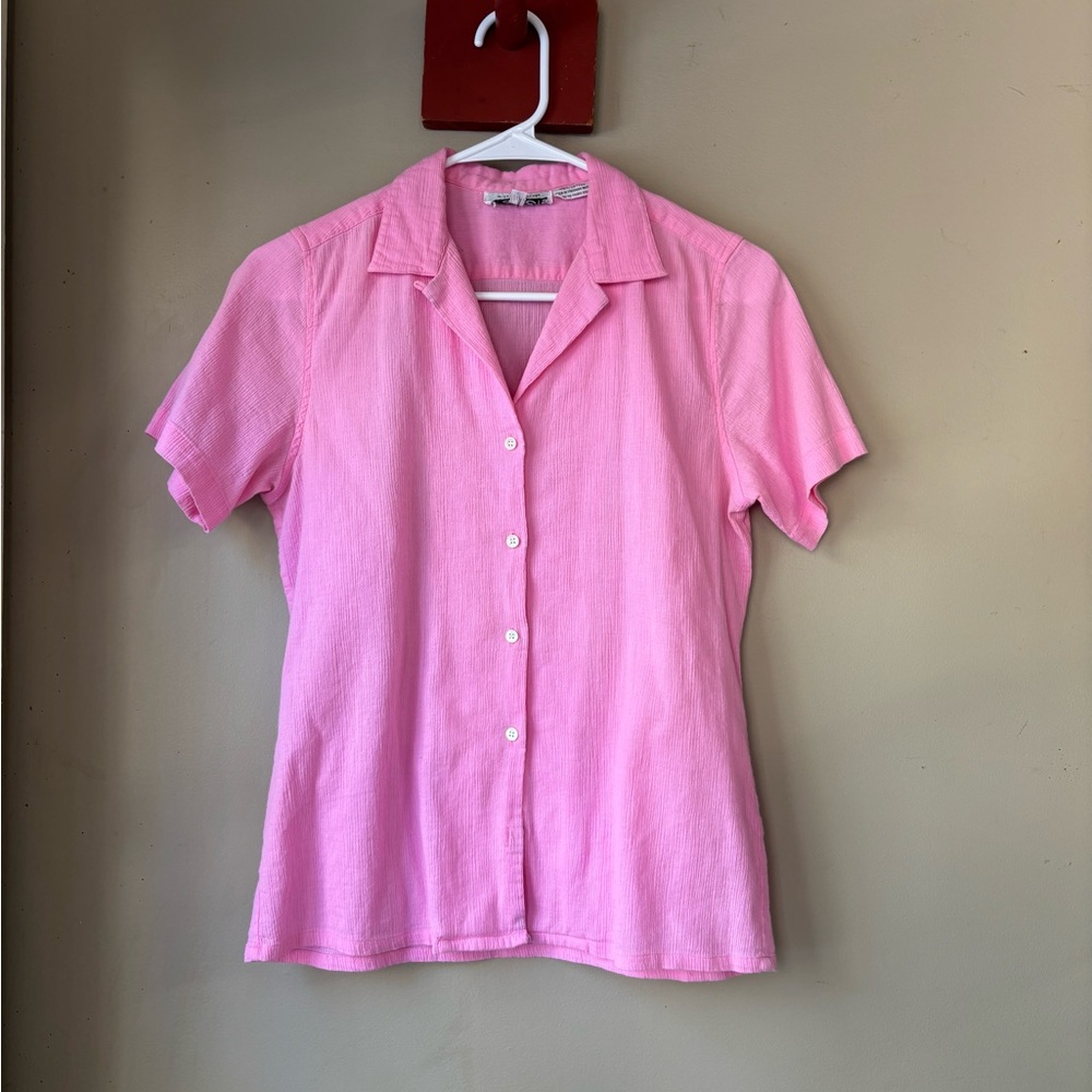 Vintage Talbots 100% Cotton Light Pink Button-Down Shirt 4 - Picture 2 of 6